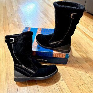 Black BareTraps Lantana Black Suede/Faux Fur Boots - Sz 9.5 - M